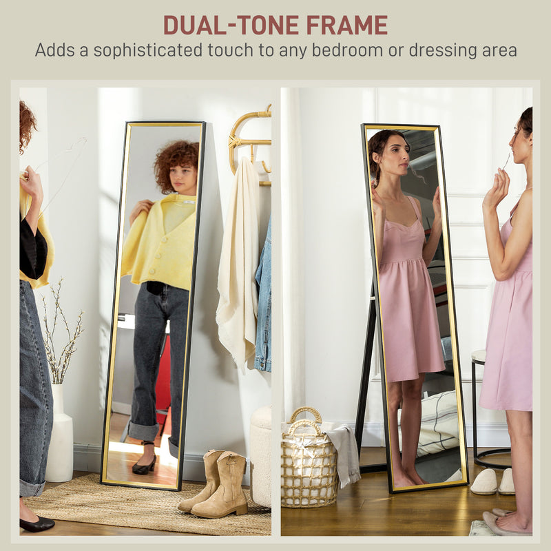 HOMCOM Full Length Mirror Wall Mount Leaning Standing Mirror, Black