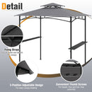 242 x 150 cm Grill Gazebo with 2 Shelves and 6 Hooks-Grey