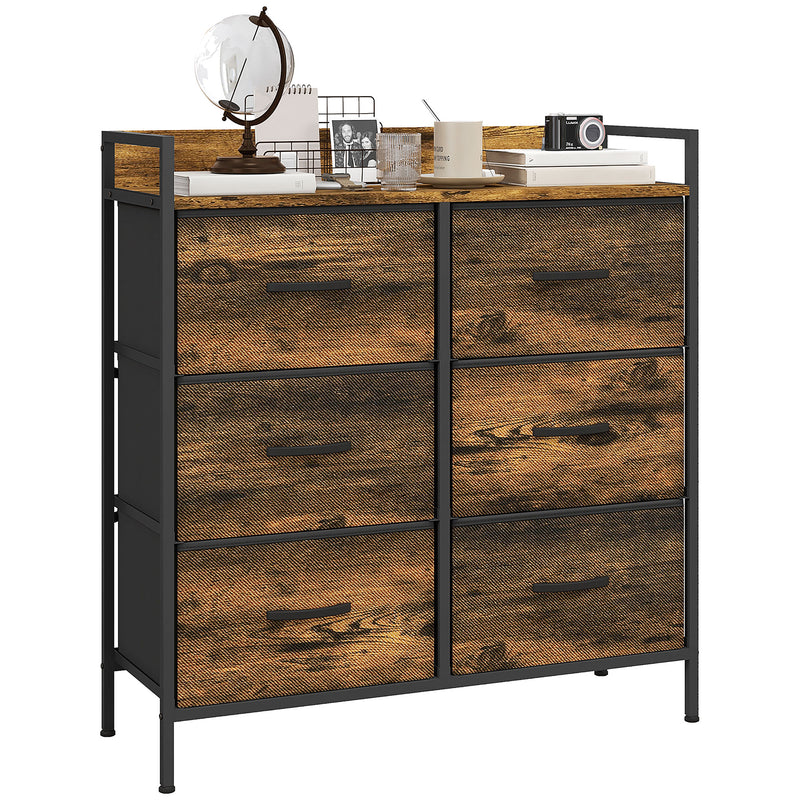 HOMCOM Bedroom Chest of Drawers 6 Drawer Dresser w/ Shelf