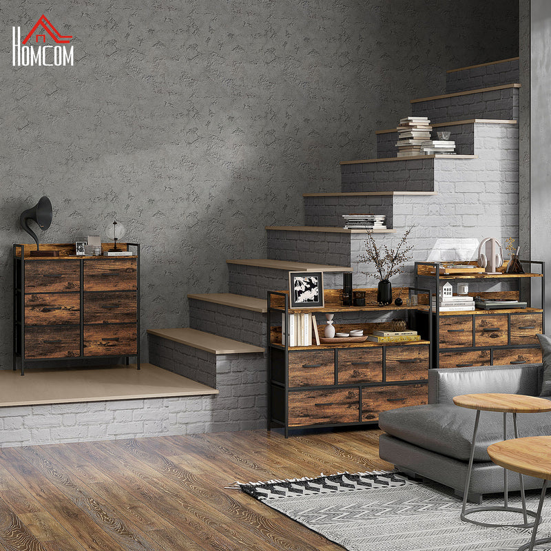 HOMCOM Bedroom Chest of Drawers 6 Drawer Dresser w/ Shelf