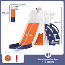 AIYAPLAY 5 In 1 Toddler Slide Set With Basketball Hoop For Age 1-3, Orange