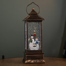 27cm Battery Operated Light up Bronze Christmas Water Spinner with Snowman Scene & LEDs