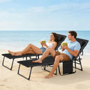 Outsunny Folding Sun Loungers With 5-Level Back, Cup Holder, Black