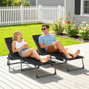 Outsunny Folding Sun Loungers With 5-Level Back, Cup Holder, Black