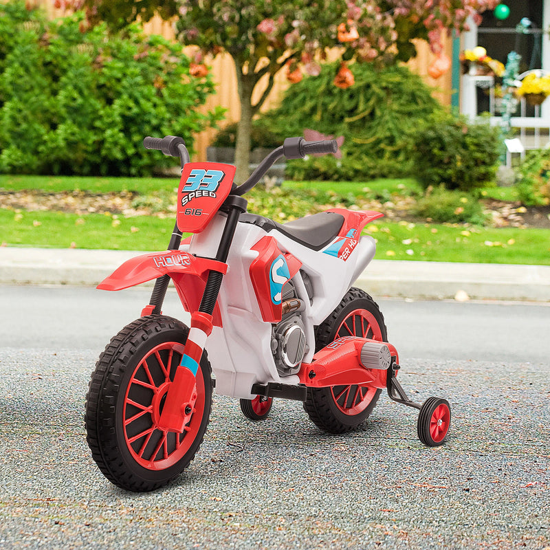HOMCOM 12V Kids Electric Motorcycle Ride for Ages 3 6 Years Red