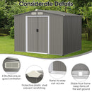 Outdoor Storage Shed With Foundation For Garden Yard-Light Grey