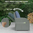Outsunny 6pc Padded Outdoor Rattan Wicker 3-Seat Sofa Recliner Footstool Table