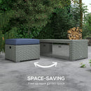 Outsunny 6pc Padded Outdoor Rattan Wicker 3-Seat Sofa Recliner Footstool Table