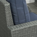 Outsunny 6pc Padded Outdoor Rattan Wicker 3-Seat Sofa Recliner Footstool Table