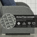 Outsunny 6pc Padded Outdoor Rattan Wicker 3-Seat Sofa Recliner Footstool Table