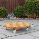 30cm Heavy Duty Round Wooden Garden Plant Pot Flower Stand on Wheels