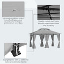 Outsunny 4m x 3(m) Outdoor 2-Tier Steel Frame Gazebo w/ Curtains Outdoor Garden