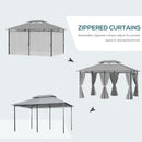 Outsunny 4m x 3(m) Outdoor 2-Tier Steel Frame Gazebo w/ Curtains Outdoor Garden