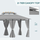 Outsunny 4m x 3(m) Outdoor 2-Tier Steel Frame Gazebo w/ Curtains Outdoor Garden