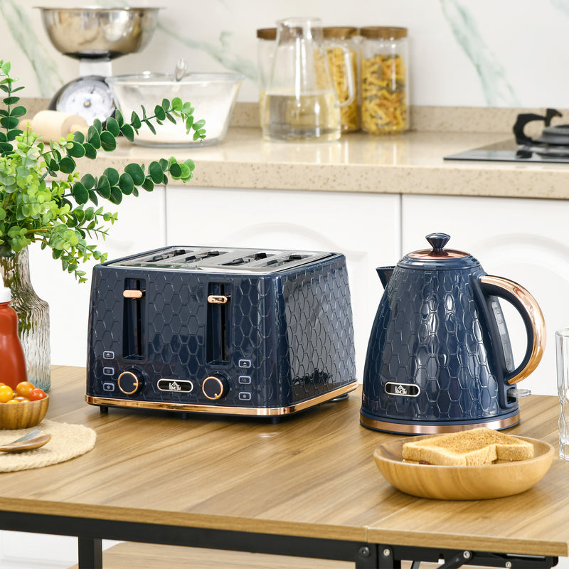 HOMCOM 1.7L Kettle And Toaster Set With Defrost Reheat And Crumb Tray Green