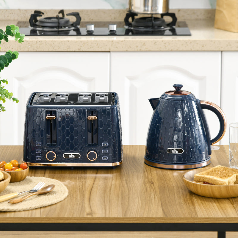 HOMCOM 1.7L Kettle And Toaster Set With Defrost Reheat And Crumb Tray Green