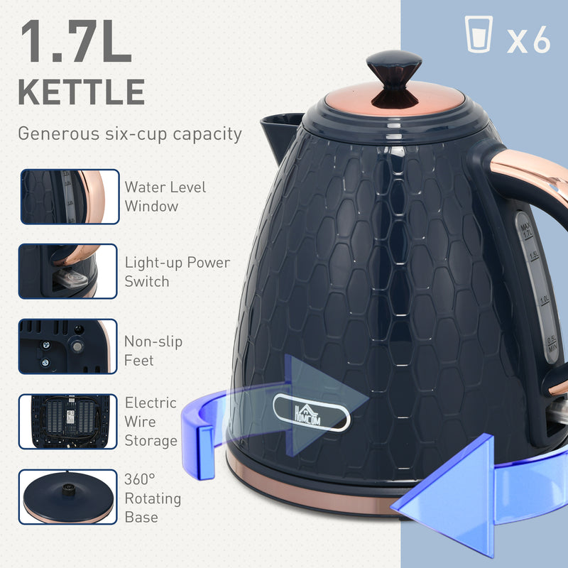 HOMCOM 1.7L Kettle And Toaster Set With Defrost Reheat And Crumb Tray Green