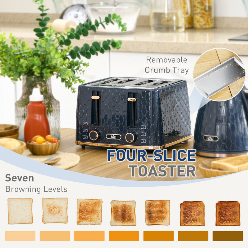 HOMCOM 1.7L Kettle And Toaster Set With Defrost Reheat And Crumb Tray Green