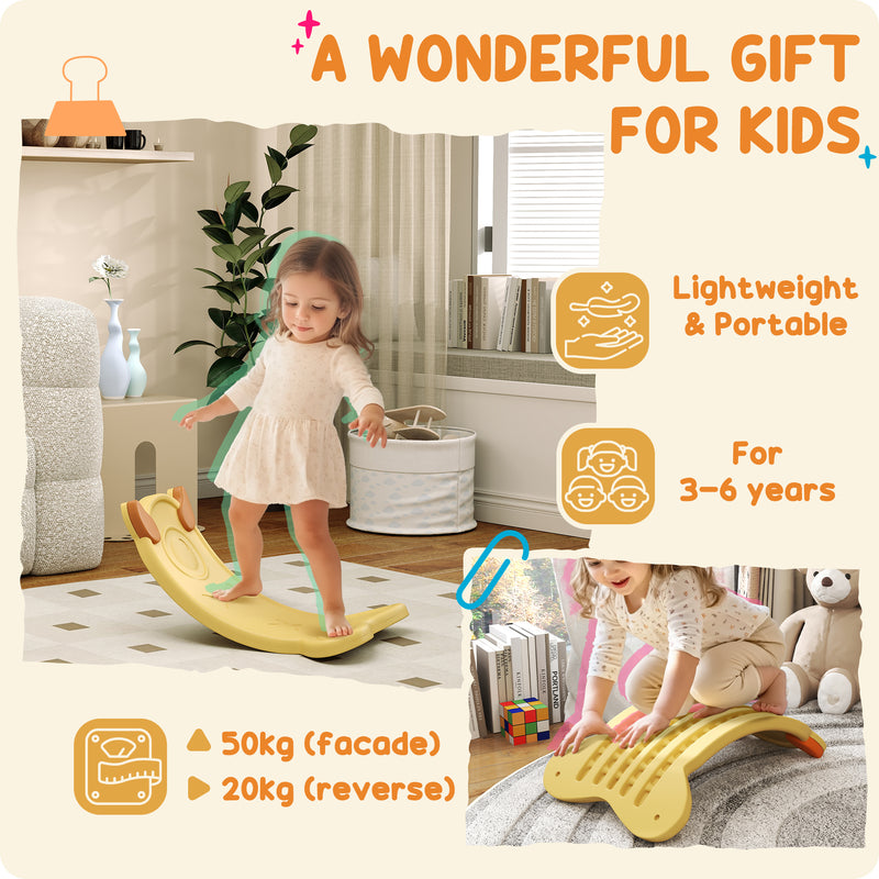 AIYAPLAY Balance Board For Kids Balance Training & Sensory Play - Yellow/Pink/Blue