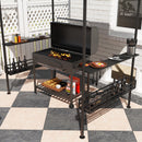 Outsunny 8' x 5' Grill Gazebo Canopy with 2 Side Shelves, Hook, Dark Grey