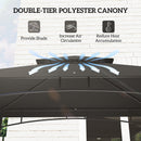 Outsunny 8' x 5' Grill Gazebo Canopy with 2 Side Shelves, Hook, Dark Grey
