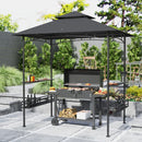 Outsunny 8' x 5' Grill Gazebo Canopy with 2 Side Shelves, Hook, Dark Grey