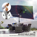 Outsunny 3 x 2 m Garden Parasol Umbrella with Light, Outdoor Patio Umbrella