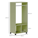 HOMCOM Open Wardrobe Clothes Rail Bedroom Clothes Storage Rod Shelves Green