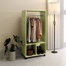 HOMCOM Open Wardrobe Clothes Rail Bedroom Clothes Storage Rod Shelves Green
