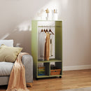 HOMCOM Open Wardrobe Clothes Rail Bedroom Clothes Storage Rod Shelves Green
