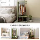 HOMCOM Open Wardrobe Clothes Rail Bedroom Clothes Storage Rod Shelves Green