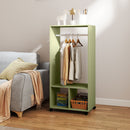HOMCOM Open Wardrobe Clothes Rail Bedroom Clothes Storage Rod Shelves Green
