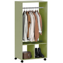 HOMCOM Open Wardrobe Clothes Rail Bedroom Clothes Storage Rod Shelves Green