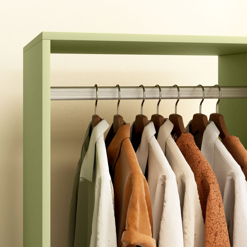 HOMCOM Open Wardrobe Clothes Rail Bedroom Clothes Storage Rod Shelves Green