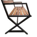 Kendal 2 Person Outdoor Modern Cross Design Metal Wooden Garden Patio Bench