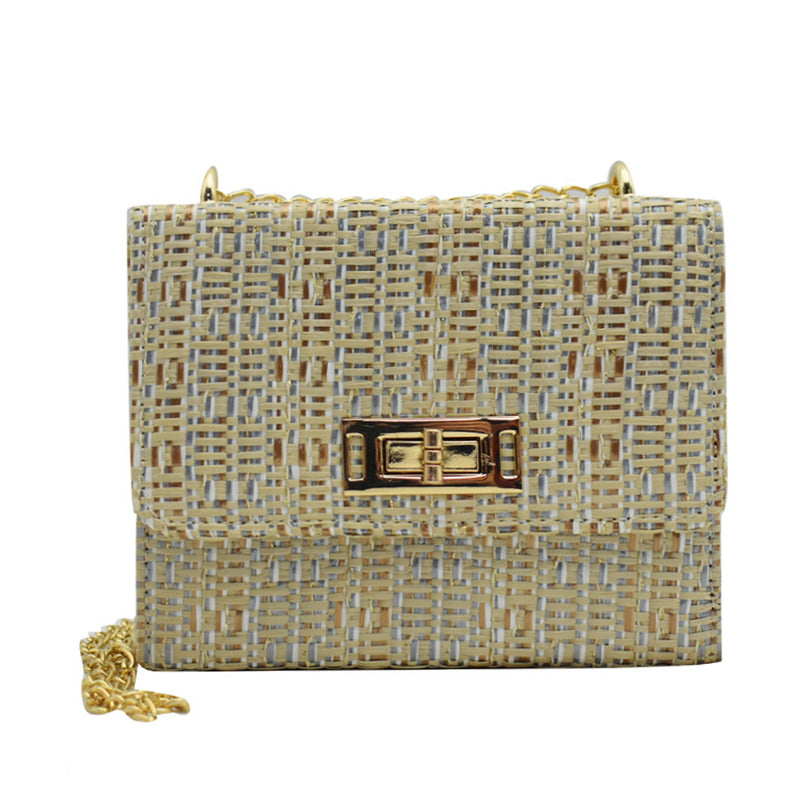 Gwendolyn Mini Straw Bag -  Grey