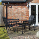 Outdoor 6 Person Rectangular Glass Top Garden Dining Table Benches & Chairs Set