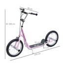 HOMCOM Teen Big Wheel Push Scooter -  Pink