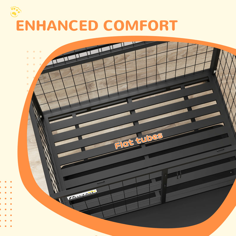 PawHut Heavy Duty Dog Crate on Wheels w/ Bowl Holder, Removable Tray