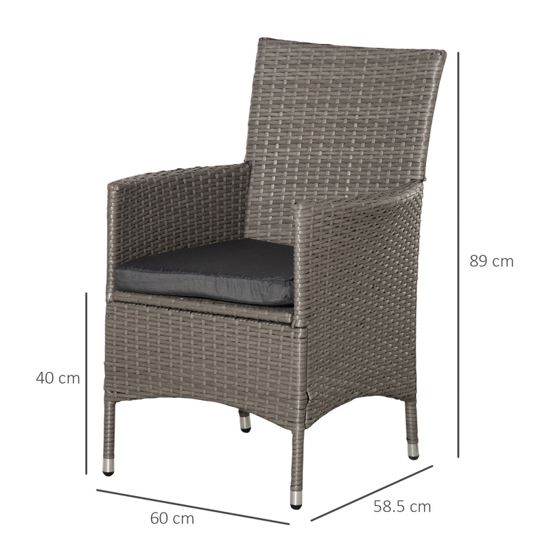 Outsunny 4 PC Outdoor Rattan Armchair Wicker Dining Chair Set for Garden