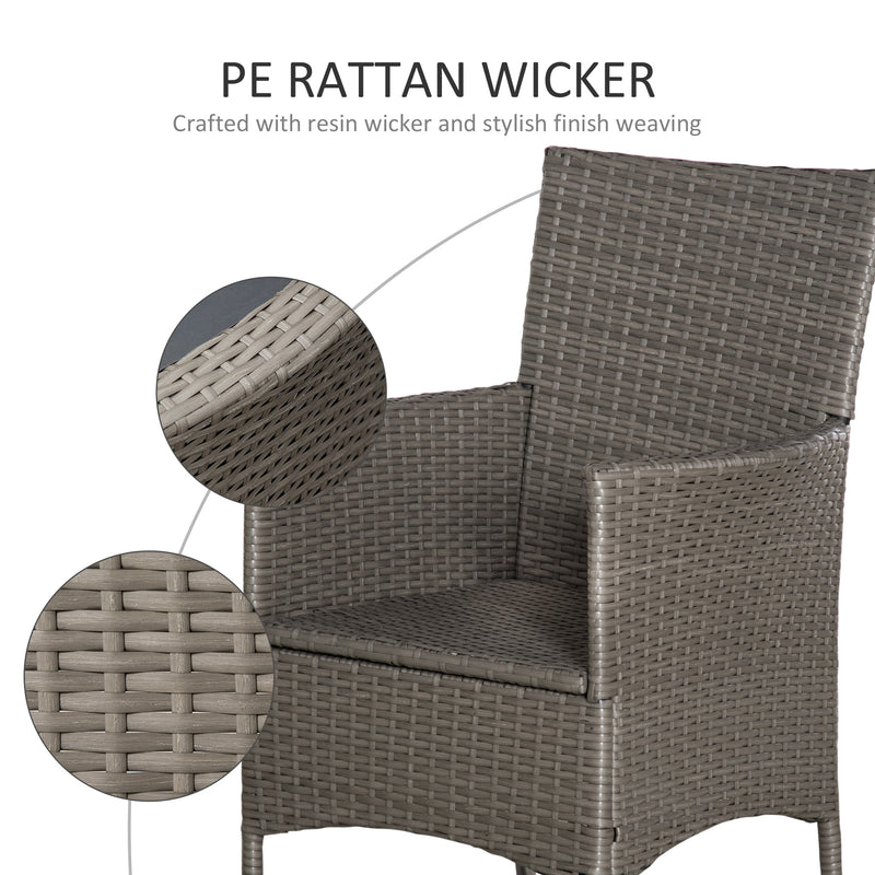Outsunny 4 PC Outdoor Rattan Armchair Wicker Dining Chair Set for Garden