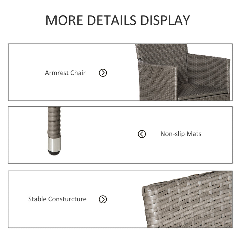 Outsunny 4 PC Outdoor Rattan Armchair Wicker Dining Chair Set for Garden