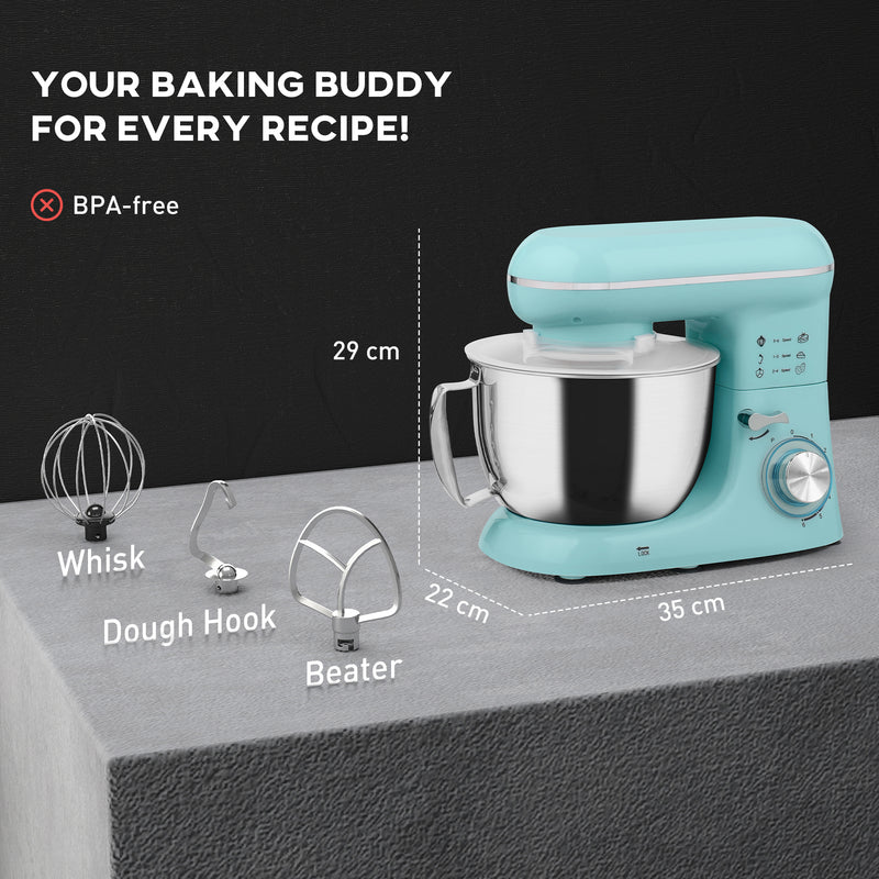 HOMCOM Electric Stand Mixer, 4.5L Food Mixer with Dough Hook, Whisk