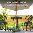 Outsunny 3 Piece Bistro Set, Aluminium Garden Furniture With Umbrella Hole