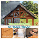 AIYAPLAY Wooden Playhouse for Kids with Table and Benches for Age 3-8, Brown
