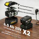 Outsunny Cordless Tiller, 18V Garden Rotavator with 2 x 4Ah Batteries