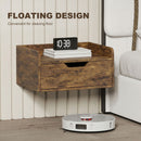 HOMCOM Floating Nightstands Set of 2, Nightstand with Drawer, Rustic Brown