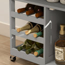 HOMCOM Rolling Kitchen Island Trolley Storage Cart w/ Rubberwood Top, Grey