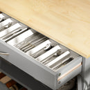 HOMCOM Rolling Kitchen Island Trolley Storage Cart w/ Rubberwood Top, Grey