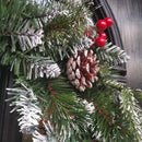 50cm Premier New Jersey Christmas Wreath PVC Snowy Tips With Festive Berries And Cone